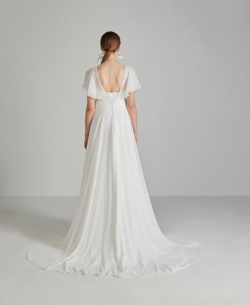 (Umstands-)Brautkleid in A-Linie aus Chiffon und Vintage Spitze  Gr.34-60
